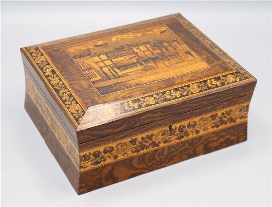 Tunbridge Ware box depicting Shakespeares birthplace attributed to Henry Hollamby
